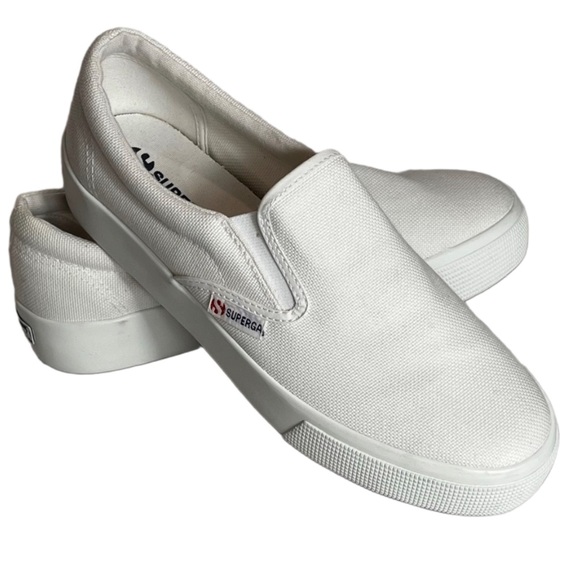 NWOT Superga Women’s White Cato Slip-on Platform Sneakers Sz 41.5 Sporty Preppy - Picture 3 of 10